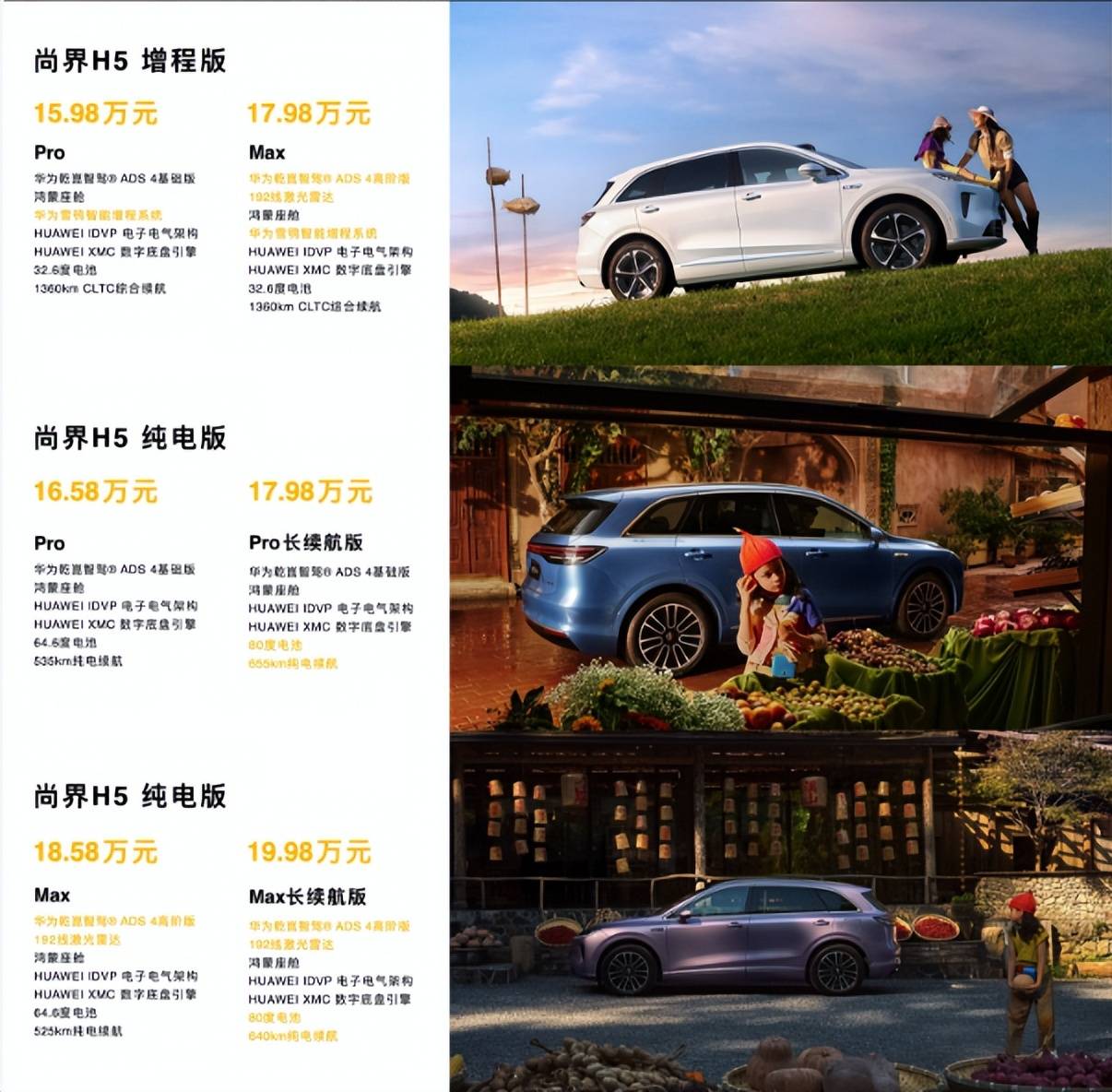 鴻蒙智行攻勢:尚界H5、全新問界M7、問界M9銀境紫三車齊發